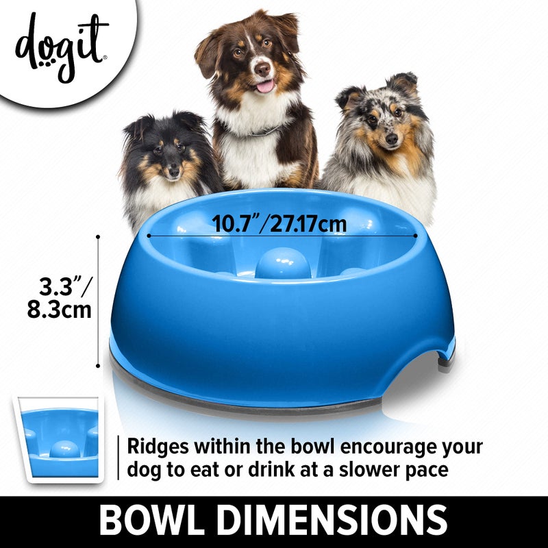 Dogit Slow Feeder Bowl for Wet or Dry Food, Go Slow Anti-Gulping Dish, Blue, Large - Image 4